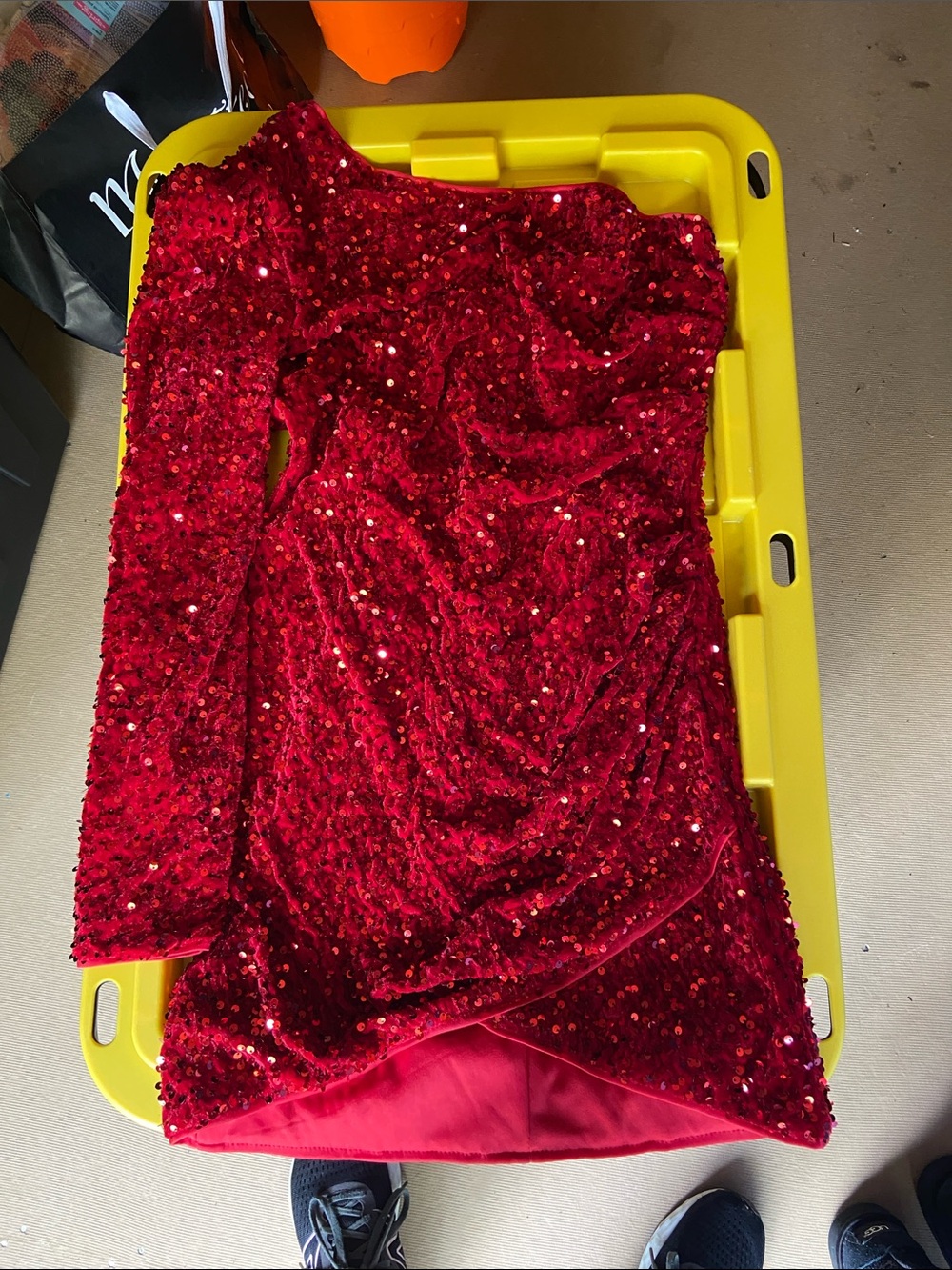 One-Shoulder Red Sequin Dress - Elegant Party Dress
